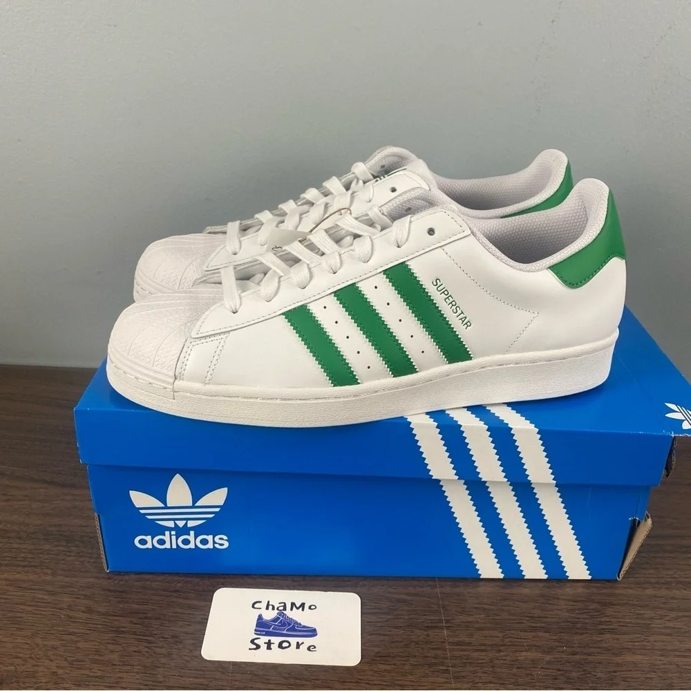 Adidas Superstar Classic Shell Toe Shoe White Green IE9047 Men’s Size 11